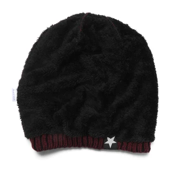 1 buc Thermal Fleece Căptușit cu Capac Sport de Iarna Cald Tricotate Slouch Beanie Hat pentru Femei Barbati Star Print Windproof de Funcționare Schi Capace