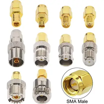10 Tip Set Adaptor SMA Kituri SMA tată-N/F/BNC/UHF/MCX/SMB/TV/TNC femeie Drept Nichel Placat cu Aur de Testare Converter