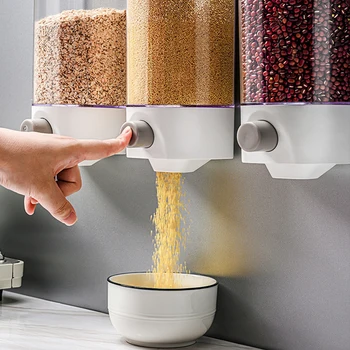 1000/1500ml Montat pe Perete Apăsați Cereale Dispenser Cereale Cutie de Depozitare Hrana Uscata Recipient Organizator Pentru Accesorii de Bucatarie Instrumente
