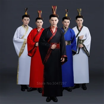 12Color Chineză Stil de Îmbrăcăminte pentru Bărbați Adulți Hanfu Tradițional de Anul Nou Asiatic Rochie Veche de Epocă Dinastiei Îmbrăcăminte Haine Lungi