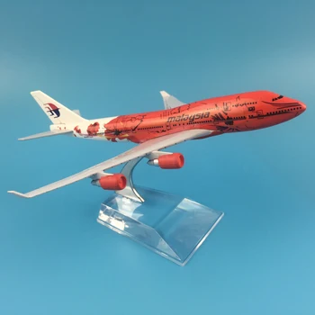 16cm Model de Avion, Avion Model Malaezia Floare Roșie de Aeronave Boeing 747 Model de turnat sub presiune, Metal Avioane 1:400 De Avion de Jucărie Cadou