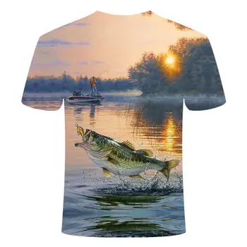 2019 nou de pescuit tricou casual, stil de pește Digital 3D de Imprimare t-shirt Barbati Femei tricou de Vara cu Maneci Scurte O-gât Topuri&Tricouri s-6xl