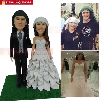 2020 Sosirea Nunta Romantica Mireasa si Mirele Toppers Cuplu Figurina Căsătorie Amuzant Tort Fân pentru Nunta Decorare Cupcake