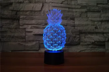 3D ananas Lampă 7 Culoare Noutate ananas 3d pineapp Lumini led-uri Alimentat de la Baterie Lumina de Noapte USB Lampă de Masă Acasă decor dormitor led