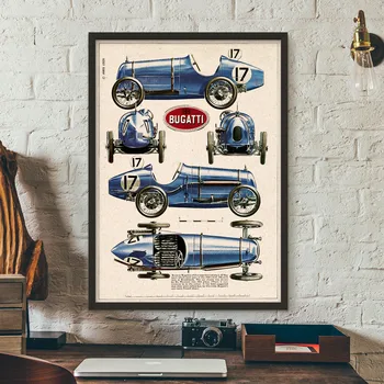 Arta De Perete Panza Pictura Clasică Campion De Curse Auto Bugatti Nordic Postere Si Printuri Poze De Perete Pentru Living Decorul Camerei