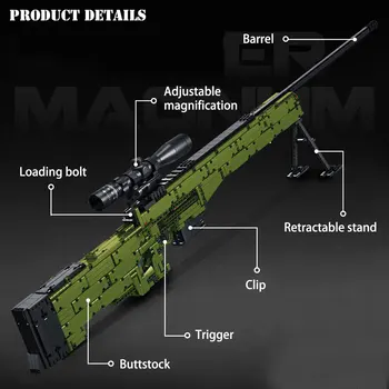 BZDA Pistol Militar Blocuri PUBG AWM Sniper Rifle Moale Arma cu Glont Jucarii modele Pentru Cadouri pentru Copii în aer liber Joc Jucărie DIY