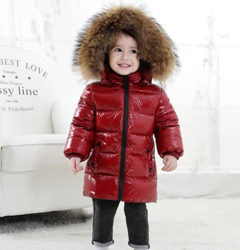 Copiii Jos Jacheta pentru Baieti 2018 Rusia Iarna Blană de Raton Guler Copii 1-6Y Cald Uza de Zăpadă Palton pentru Fete cu Gluga costum de schi