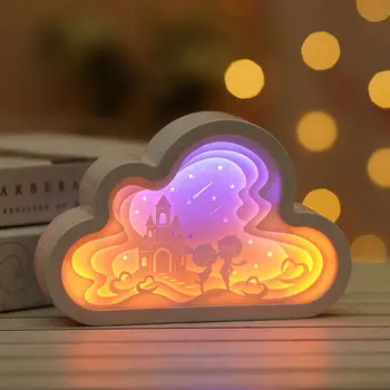 Creative 3D Nor de Hârtie Sculptură Lumina USB Dormitor Noptieră Unicorn Lampa de Noapte Decorațiuni interioare de Iluminat Nunta, cadou de Ziua de nastere
