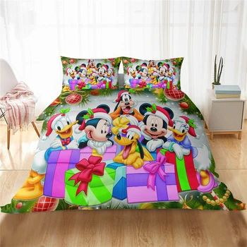 Disney De Craciun Set De Lenjerie De Pat Mickey Minnie Cadou Soft Textile Acasă Dormitor Regina King Size Copii Cuplu Student Pat Set
