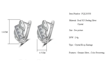 Fanqieliu Creative Cristal Hoop Cercei Pentru Femei Reale Argint 925 Cercei Fata Cadou de Ziua Bijuterii Cercuri FQL20358