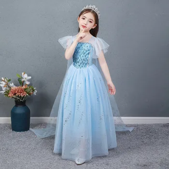 Fete Paiete Costum De Prințesă Vară Fără Mâneci Snow Queen Elsa Dress Up Haine Copii Elegante, Rochie De Petrecere Copii Rochii Lungi