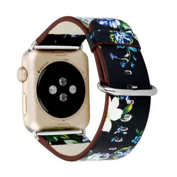 Florale Imprimate Manșeta din Piele pentru Apple Watch 4 3 2 1 Formatia Floare de Design Curea de schimb pentru iWatch 38mm 42mm 40mm 44mm