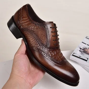 Formale Rochie Casual Din Piele Pantofi Noi Crocodil Vintage Moda Barbati Pantofi De Afaceri De Nunta Mocasini Designer Bocanc Office Shoes