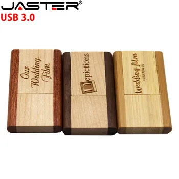 JASTER USB 3.0 (Gratuit logo-ul personalizat) din Lemn rotativ unitate flash usb stick Memory stick 4GB 8GB 16GB 32GB 64GB fotografie cadou