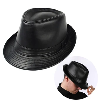 Jazz Capac Scurt Refuz Formal Pălărie Panama Stil Pentru Barbati PU Piele de Moda durabil