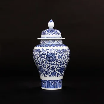 Jingdezhen qing qianlong antic portelan pictate manual albastru și alb generale rezervor cutii de ceai borcan rezervoare de stocare