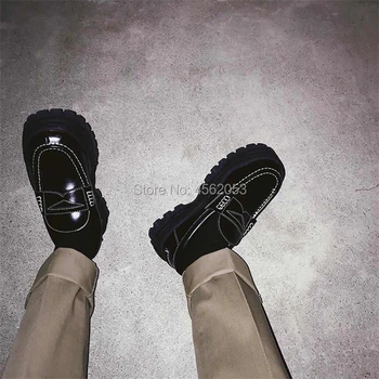 KALMALL Britanic de Epocă în Stil High-Fashion Piele Neagra Doamnelor Pantofi Slip On Casual Apartamente Fund Gros Platforma Mocasini Femei