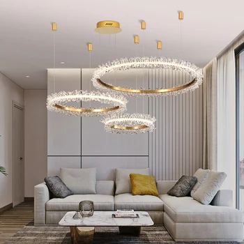 Modern de Aur Candelabru Living Bucatarie CONDUS Candelabre Loft Iluminat Interior Cristal Inel de Lampa cu Lumini de Decor Acasă светиль