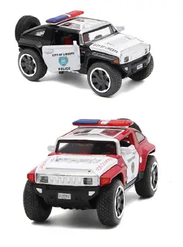 Noi 1/32 Scară Hummer Poliție turnat Model de Masina de Mașini de Jucărie, Conceptul de Model de Mașină De Poliție, Aliaj Înapoi de Sunet Și Lumină Copil Baiat Cadou