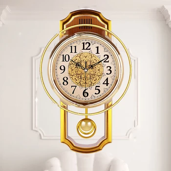 Pendul Vintage Ceas De Perete Mare Decor Acasă Tăcut Lux Ceas De Aur Shabby Chic Reloj Comparativ Grande Design Modern Ceas De Perete