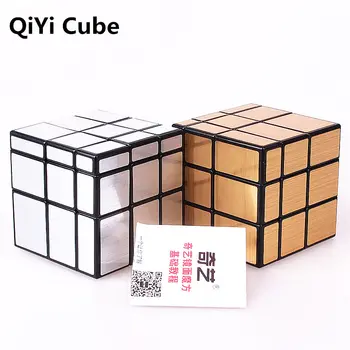 QIYI Oglindă Cub Magic Viteza Cub 3x3x3 Argint Aur Autocolante Profesionale Cuburi Puzzle Jucării Pentru Copii Oglindă Blocuri Cub 3x3