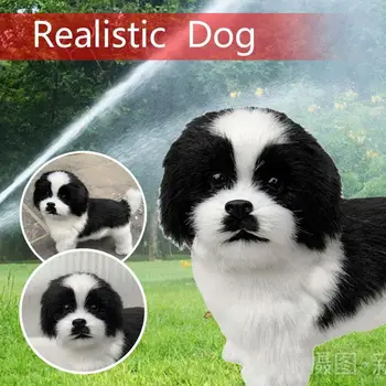 Realist Alb Și Negru Catelus Simulare Jucărie Câine Manual de Companie Realiste Jucărie de Câine de Companie Umplute Pui R9W4