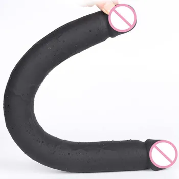 Super Lung Dublu Vibrator Moale Jucării Sexuale pentru Femei Masturbator Realist Dildo Gros de Silicon Penis Pula Mare Adulți de Sex Produsele