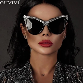 Supradimensionate Diamant ochelari de Soare Femei Stras Ochi de Pisica ochelari de Soare Barbati 2020 Brand de Lux Ochelari Retro Ochelari de soare Vintage UV400