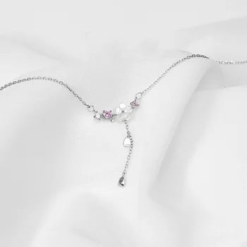 Temperament Femei Bijuterii Fine s925 Argint Roz Cherry Blossom Coliere Zircon Ciucure Clavicula Lanț Pentru Prietena
